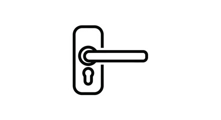Simple black outline of a modern door handle and lockplate