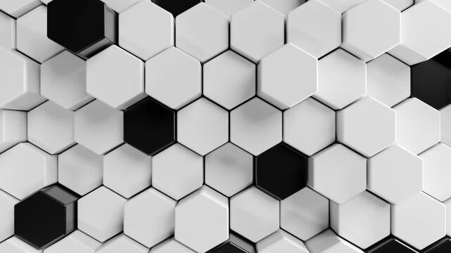 Abstract animated background of black and white diamonds resembling beehives