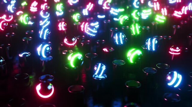 Animated glowing balls jumping up and down