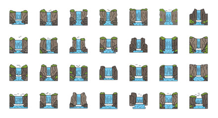 Pixel Art Waterfall Collection: 28 Unique Designs for Game Assets and Graphics © Rizal