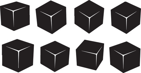 Obraz premium Black cubes in various orientations on white background