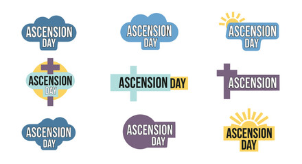 Obraz premium Ascension Day Christian Holiday Logo Collection - Digital Art