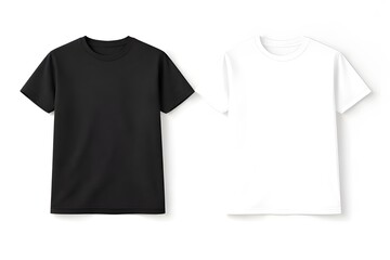 Fototapeta premium Black and White Crewneck T-Shirt Duo Flat-Lay Mockup — Dual Chest Print Area for Ecommerce Listing