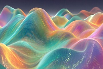 Fototapeta premium A colorful mountain with a rainbow colored mountain in the background