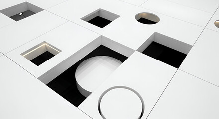 Modern architectural details with geometric cutouts and sleek design