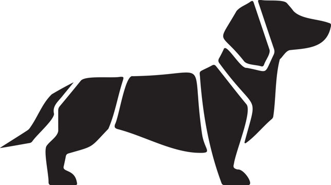 Geometric dachshund dog silhouette modern art vector icon