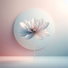 translucent flower made of glass-like material, soft light refraction, calm pastel tone