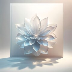 translucent flower made of glass-like material, soft light refraction, calm pastel tone