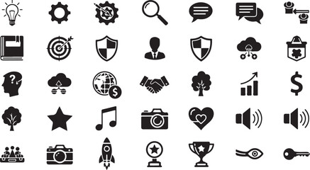 Obraz premium Collection of various icons including symbols objects and graphics