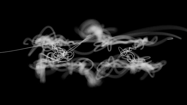 Swirling Star Made From Chaotic White Scribble Lines.
This high-contrast animation features a swirling star-shaped formation composed of tangled, writhing white lines.