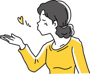 投げキッスをする女性