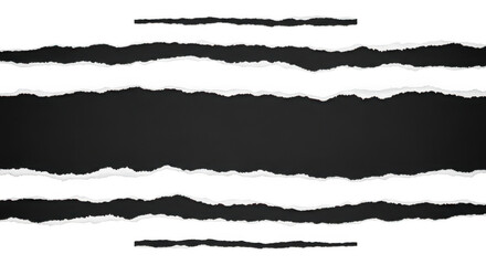 Black Ripped Torn Paper Strip On Transparent Background