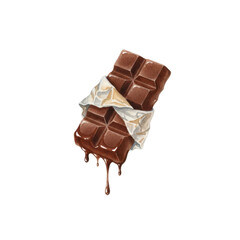 Fototapeta premium Melting Chocolate Bar in Wrapper with Dripping