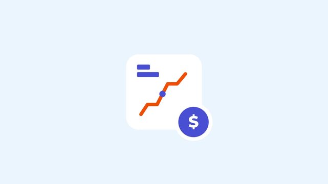 Line graph trending upward with a dollar sign icon depicts positive financial growth or the steady increase of asset value over a specific period