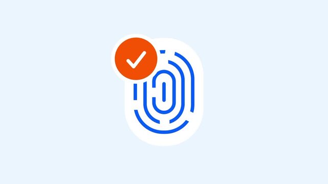 Fingerprint icon marked with an orange check mark signifies a successful biometric verification or a confirmed identity match within the security app