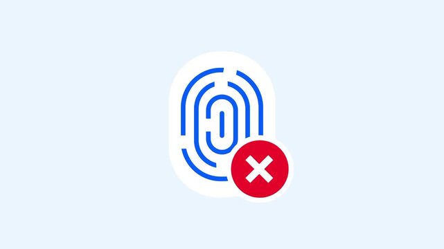 Fingerprint icon marked with a red cross indicates a failed biometric authentication or an unauthorized access attempt to the protected terminal