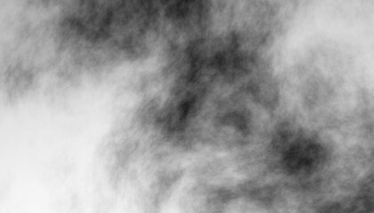 Naklejka premium Black smoke clouds, dirty toxic fog or smog. Overlay digital illustration of dark steam, smoky mist from fire, explosion, burning