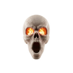 Scary Skull with Fiery Eyes and Open Mouth