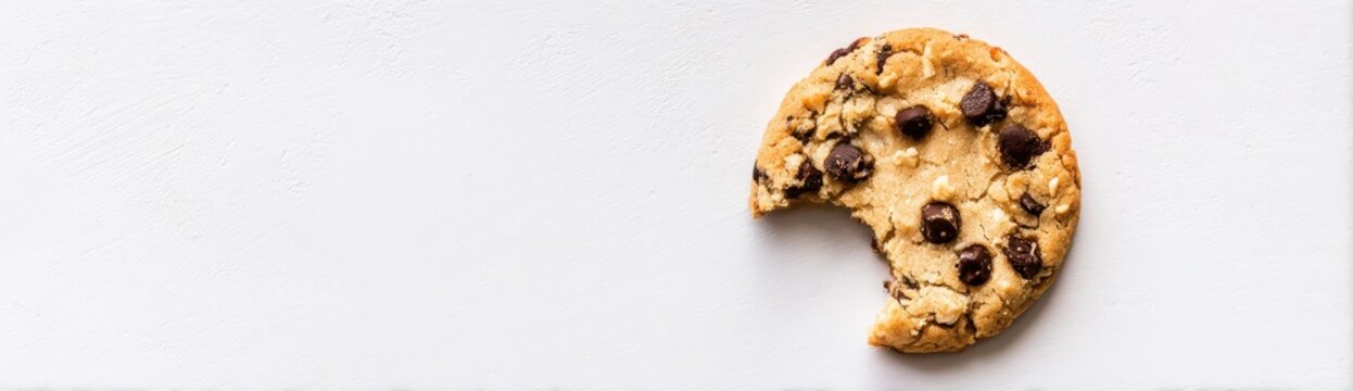 chocolate chip cookie with one bite taken out