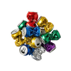 Pile of Crushed Colorful Aluminum Beverage Cans