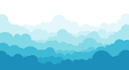 Obraz premium Abstract Sky with Layered Blue Clouds and White Space, Minimalist Digital Art Backdrop