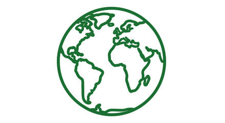 Green Outline of Planet Earth Globe Icon on White Background for Global Concepts © Ryoichi