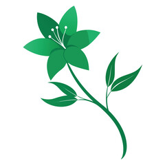 Obraz premium green and white flower silhouette on white background