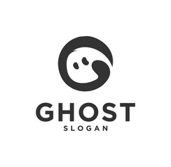 Simple ghost logo design retro hipster vintage emblem