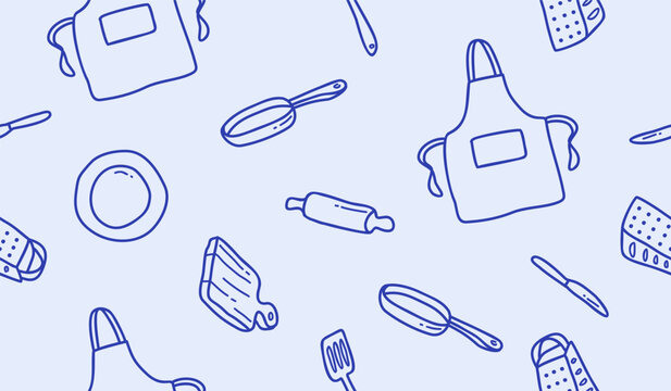 Cute cooking seamless pattern background