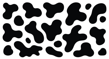 Black And White Cow Pattern Spots Abstract Background.