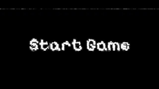 Pixel Art Start Game Text Animation with Retro Scanline Effect