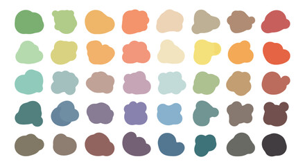 Collection of Abstract Organic Shapes in Various Colors.