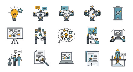 Collection of Hand-Drawn Business and Strategy Icons.