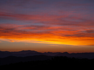 Fototapeta premium Sunset in the mountains of Epirus in Greece
