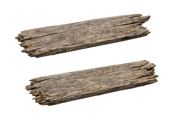Fototapeta premium Weathered wood planks displaying aged texture and splintered ends on a transparent background