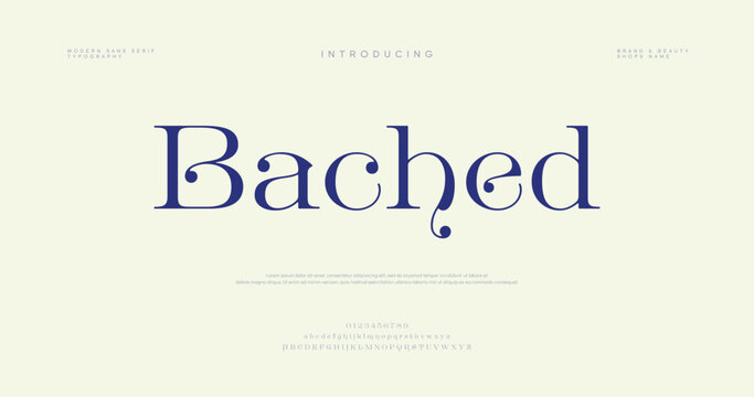 Bached logo design with blue text on cream background