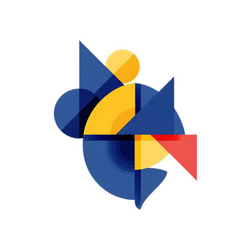 Abstract geometric composition with colorful circles and triangles artworks