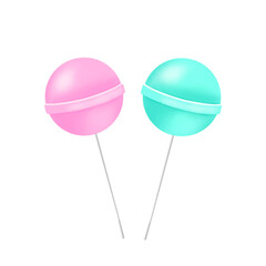 Cute Colorful Lollipop Candy Illustration Isolated on Transparent Background Png
