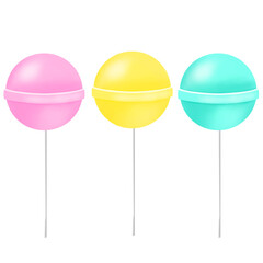 Cute Colorful Lollipop Candy Illustration Isolated on Transparent Background Png