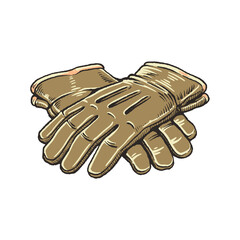 Obraz premium Leather Outdoor Gloves Retro Colored Illustration