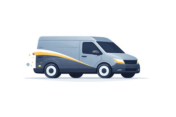 Obraz premium Delivery Van Illustration - Gray, Blue, and Yellow on White