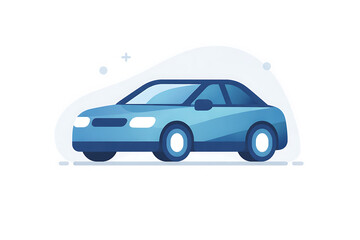 Obraz premium Stylized Blue Car Illustration on White Background