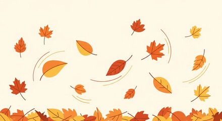 Obraz premium Vibrant autumn leaves falling against a warm beige background