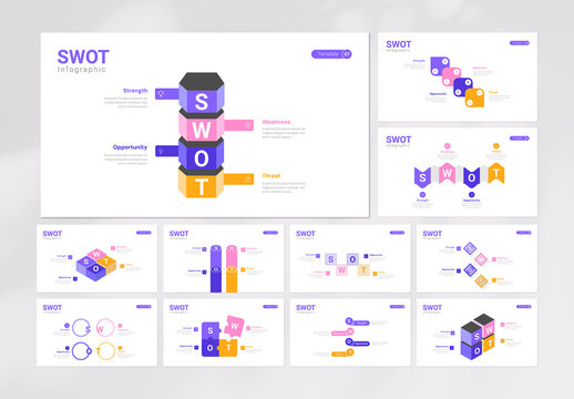 Modern SWOT Analysis Infographic Template Set for Business Strategy Presentation Slides