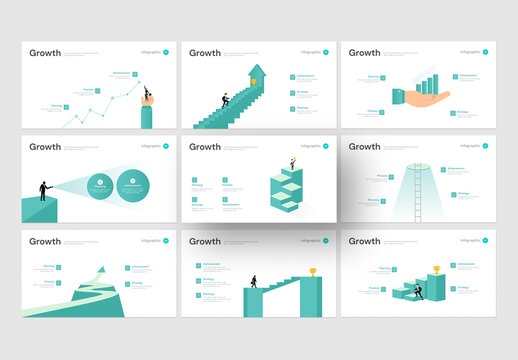 Minimal Corporate Growth Infographic Layouts with Steps and Business Success Illustrations