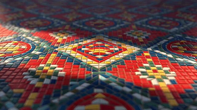Intricate Mosaic Tile Pattern Background - Vibrant Geometric Design for Commercial Use