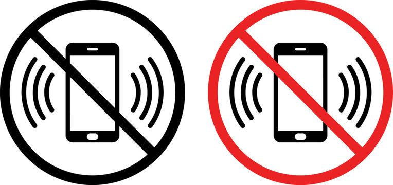 No cell phone signal icons in black and red circles