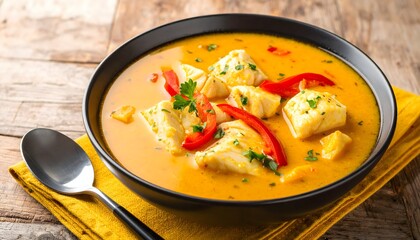 Bouillabaisse on Rustic Wooden Table