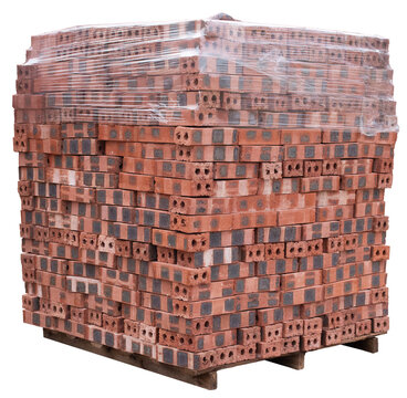 Stack Of Weathered Red Clay Hollow Bricks Used For Traditional Construction Building Material