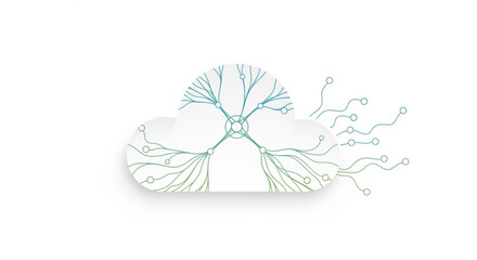Obraz premium Cloud computing network illustration with neural connections and data transfer